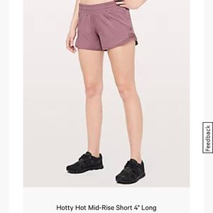 Lululemon Hotty Hot Mid Rise Shorts 4” inseam